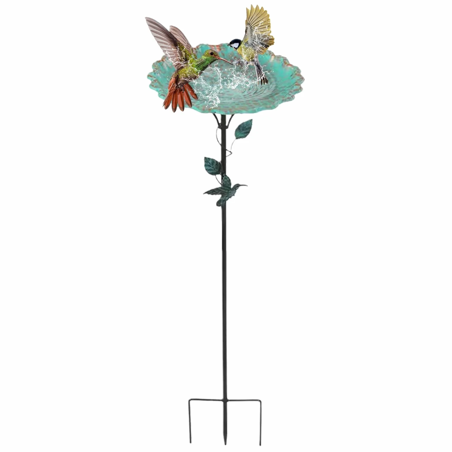 Bebedero para Pájaros de Metal con Soporte Estable y Resistente a la Corrosión para Decoración de Patio