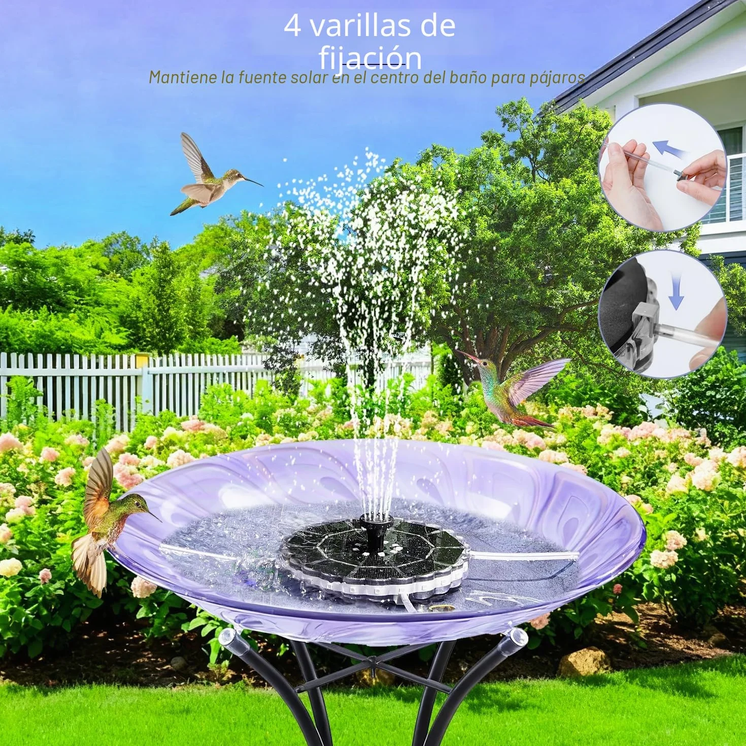 Yzert Fuente Solar LED 3.5W Vidrio Bomba de Agua 2000mAh Batería para Estanque Jardín Exterior