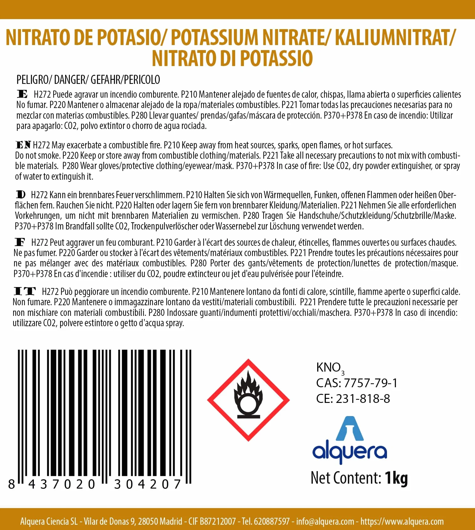 Nitrato de Potasio Abono para Plantas 1Kg