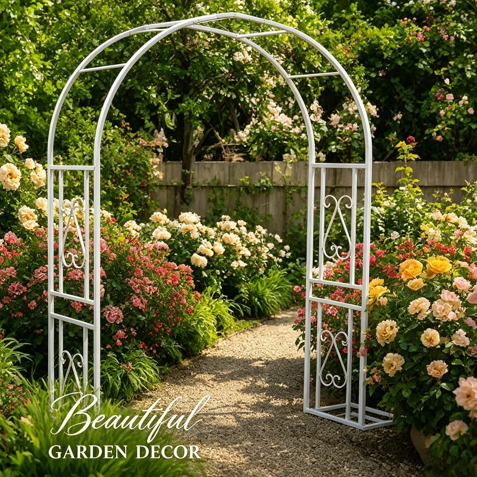 Arco de Rosas de Metal Estable 340x40x230cm para Plantas Trepadoras Jardín