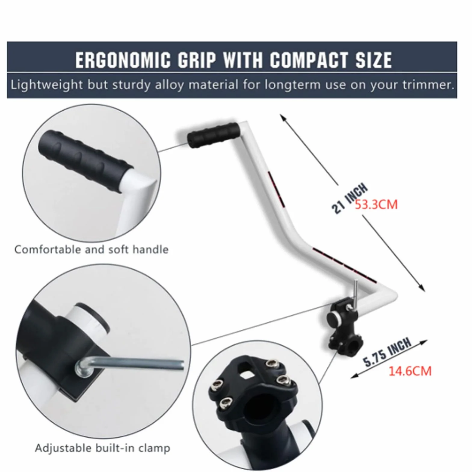 Sxhlseller Empuñadura de Recortadora de Hilo, Empuñadura de Manija de Weedeater de Aleación de Aluminio para el Cuidado del Césped, Paisajismo, Accesorio de Recortadora, Manija Ergonómica