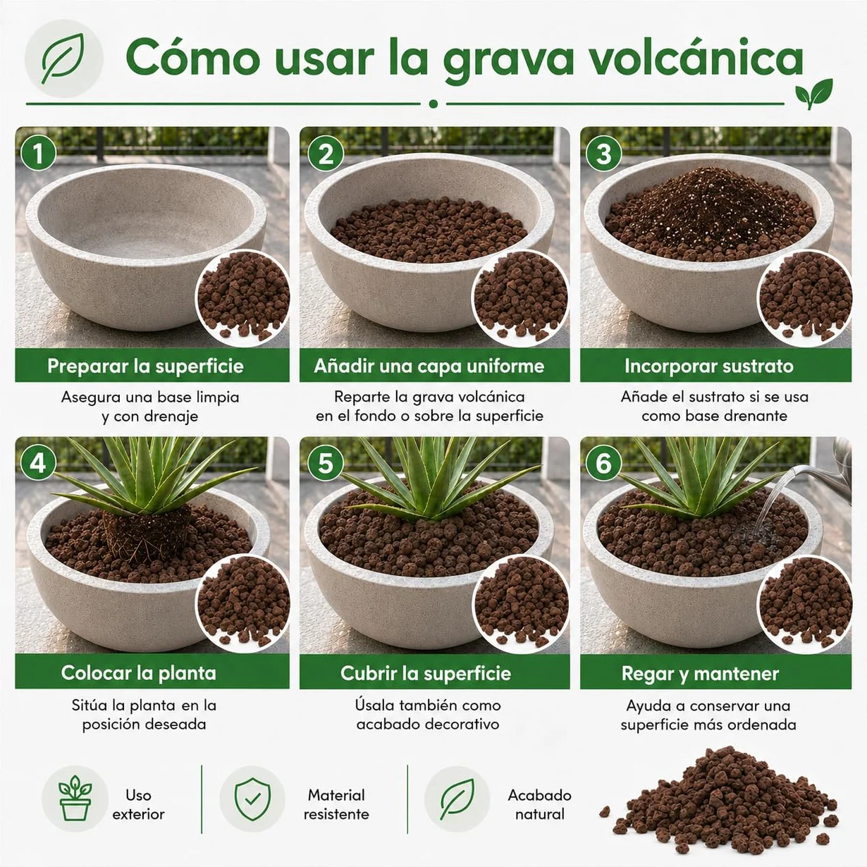 Piedras Volcánicas Naturales 10/25 cm 7 kg 8 L para Jardinería y Decoración