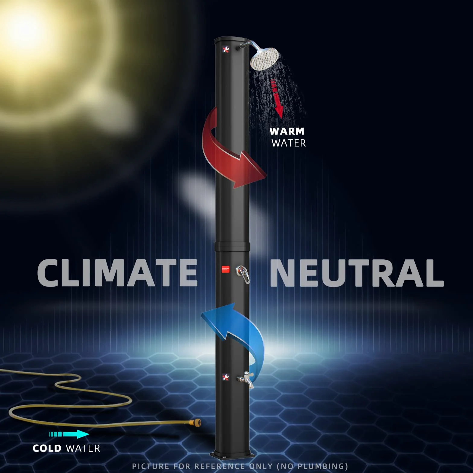 CCLIFE Ducha Solar 40 litros Agua Caliente Exterior con Cabeza y Grifo, Temperatura 60°C