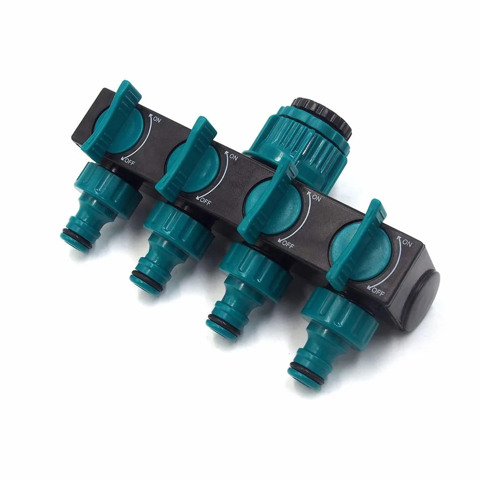 4 maneras Divisor de agua del grifo de jardín Conector de tubería de agua de riego de jardín Divisores de manguera Accesorios Aspersores Conector de agua de jardín de derivación de grifo de t