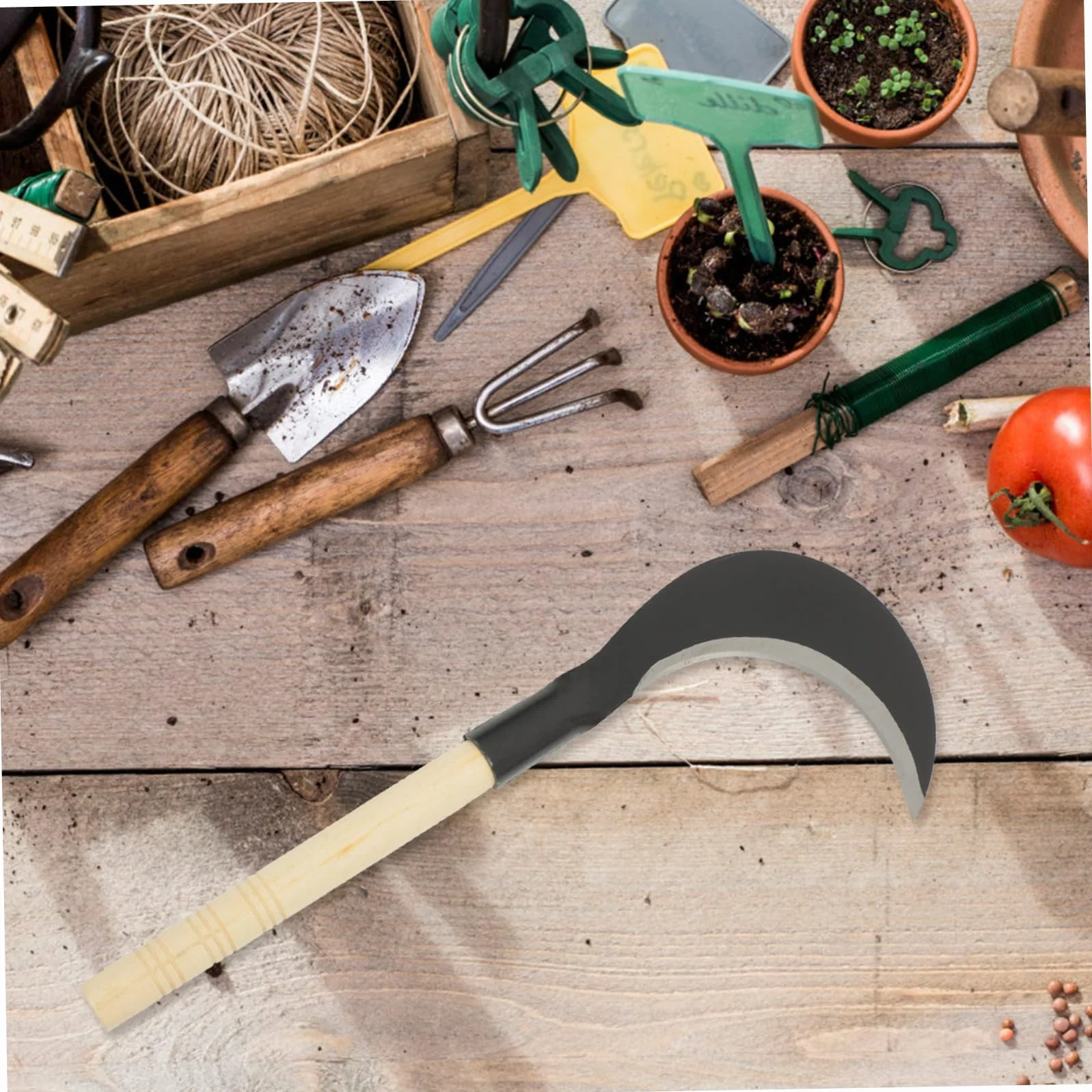 GANAZONO Guadaña de Mano Herramienta Precisa y Afilada de Acero al Manganeso Mango Largo Jardín Varios estilos para Deshierbar Césped Jardín Varios estilos para Jardinería y Malas Hierbas