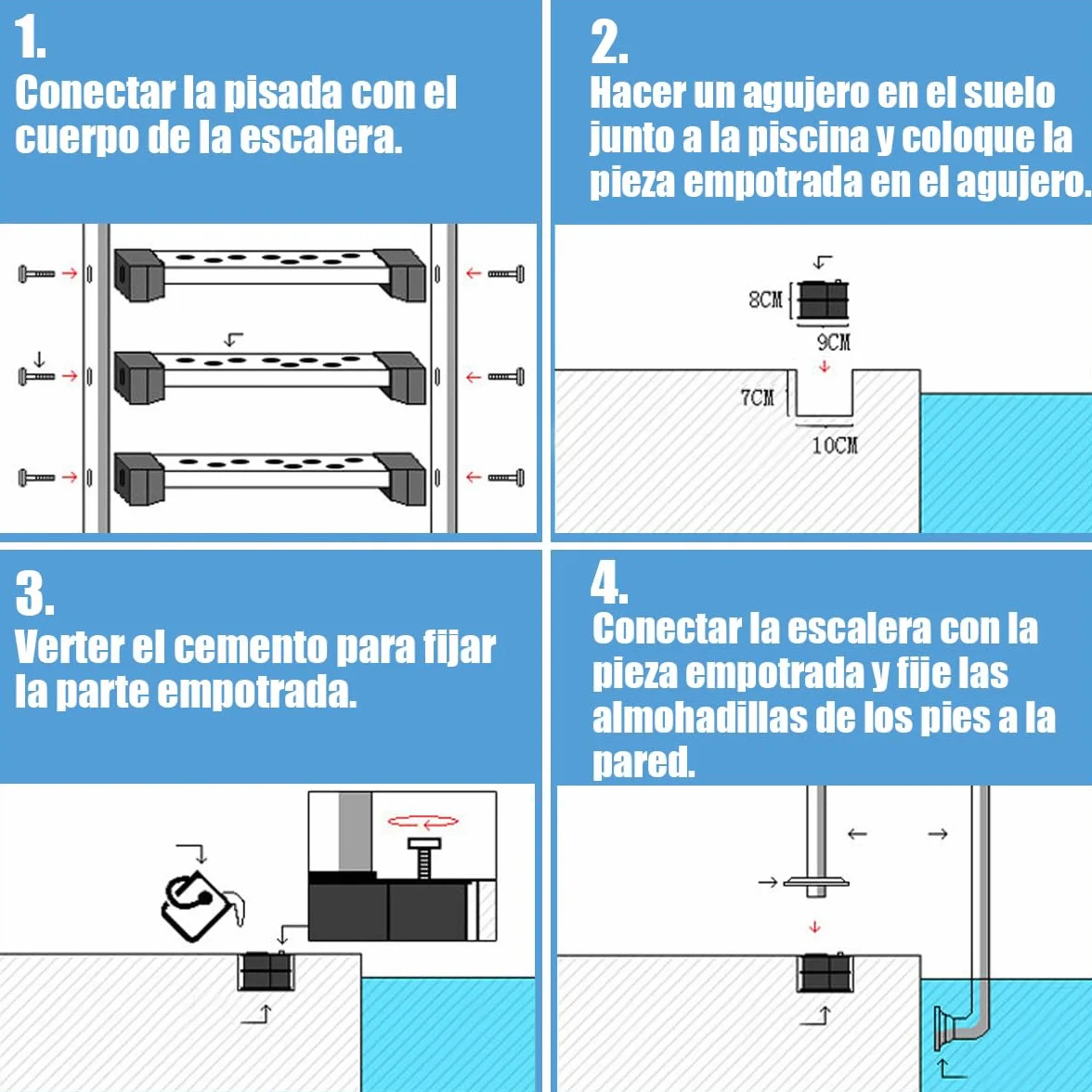 GOPLUS Escalera de Piscina Acero Inoxidable 3 Peldaños Antideslizante 150 kg 135x50x26 cm