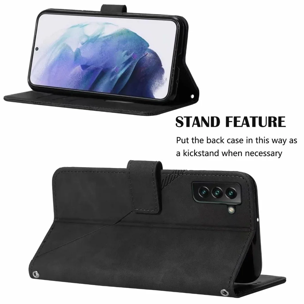 Funda Samsung Galaxy S23 FE, TPU suave, cuero, a prueba de golpes, atril, cierre magnético, negro