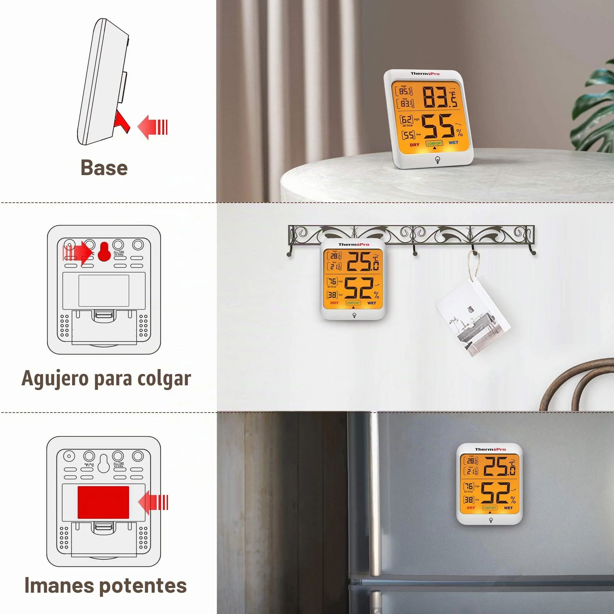 ThermoPro TP53 Termómetro Higrómetro Digital de Interior con Retroiluminación Táctil