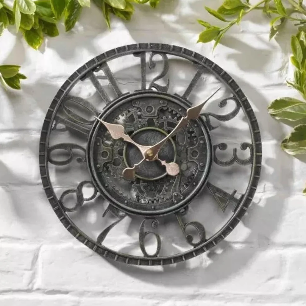 Marco Paul Reloj de pared grande exterior resistente al agua cuarzo pilas redondo retro