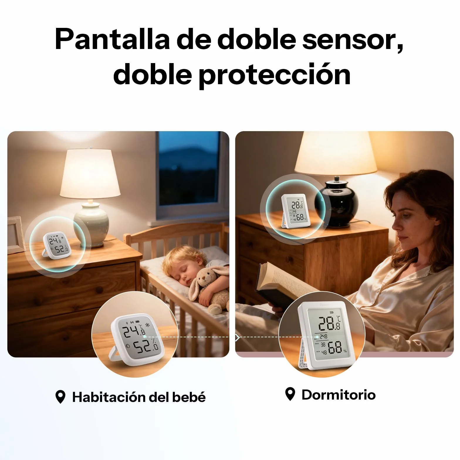 SONOFF SNZB-02DR2 Sensor Zigbee Temperatura y Humedad, Pantalla LCD 3,6 Pulgadas, Termómetro Higrómetro con Alertas App