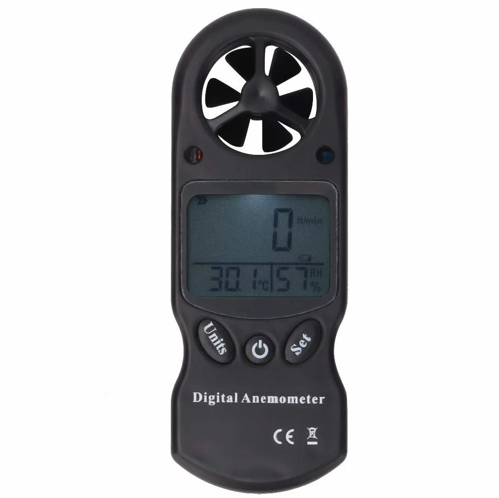 Termómetro digital Anemómetro Higrómetro 3 en 1 Medidor de volumen de aire