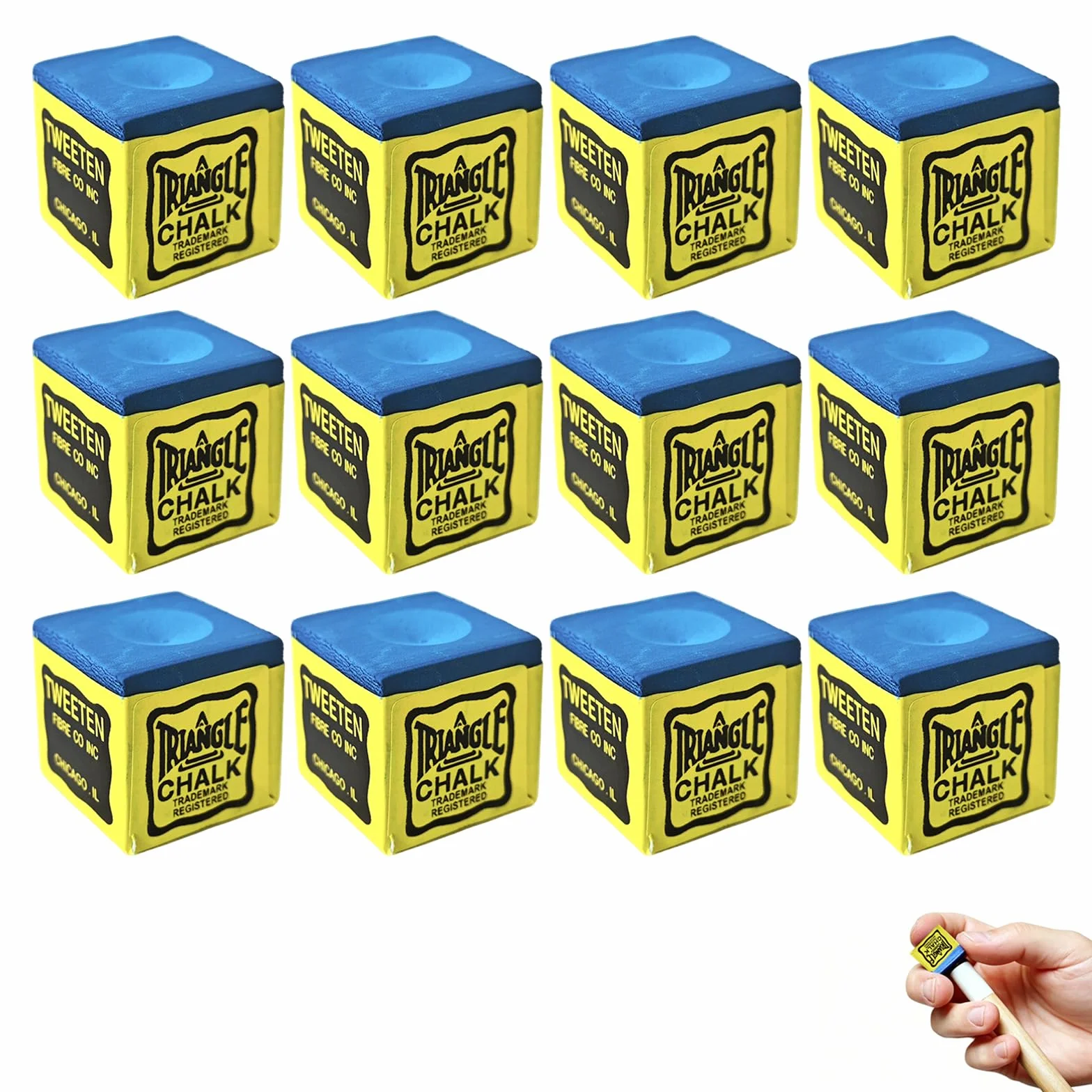 Juego de 12 Tizas de Billar Premium Azul para Jugadores y Principiantes