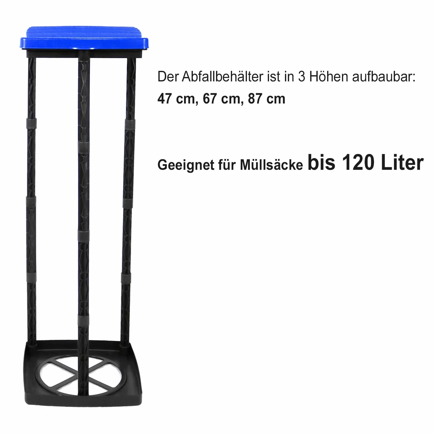 com-four® 3X Soportes para Bolsas de Basura con Tapa - 3 Alturas - Amarillo (3X - Azul)