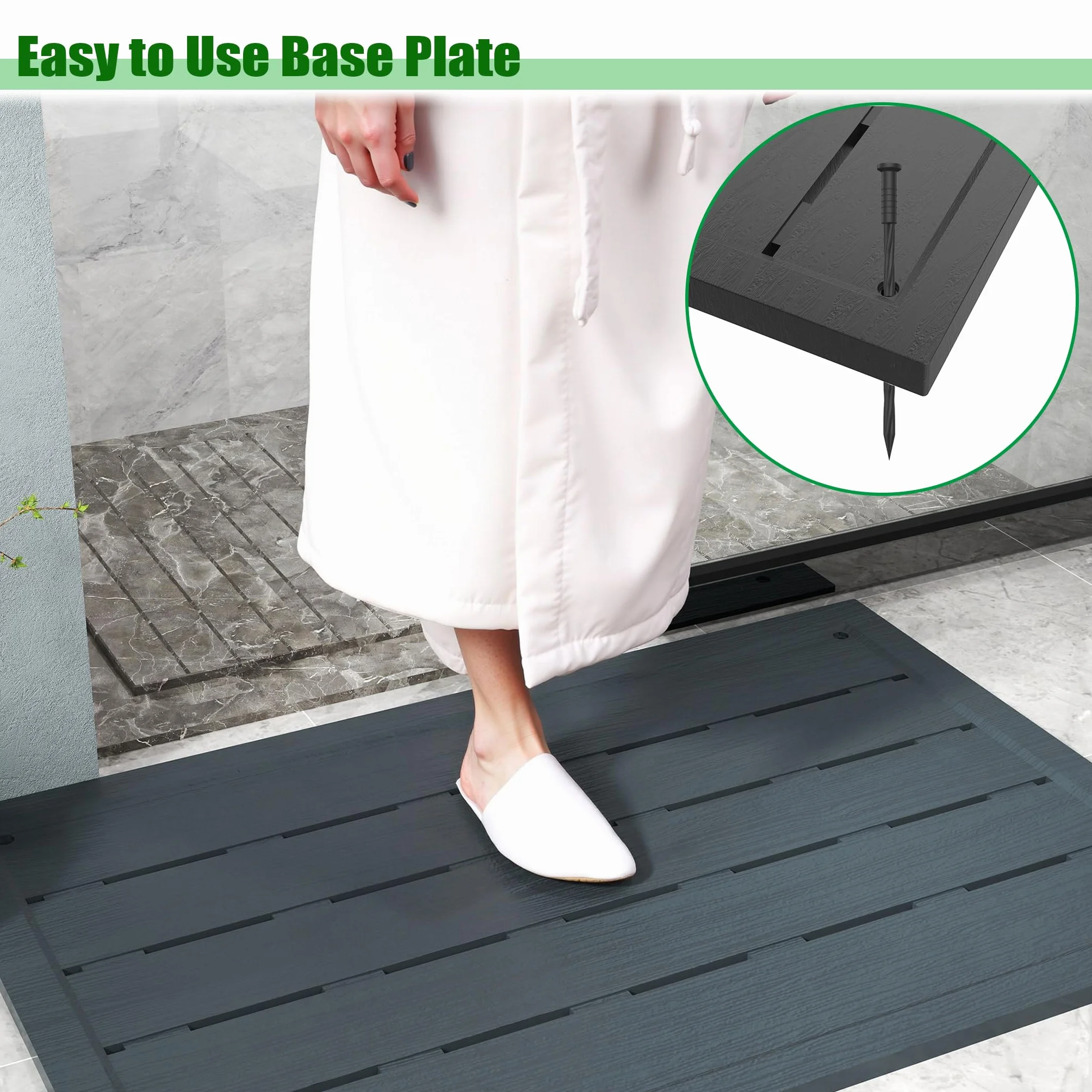Suelo de plástico WPC antideslizante 100x56x4 cm para escalera de piscina