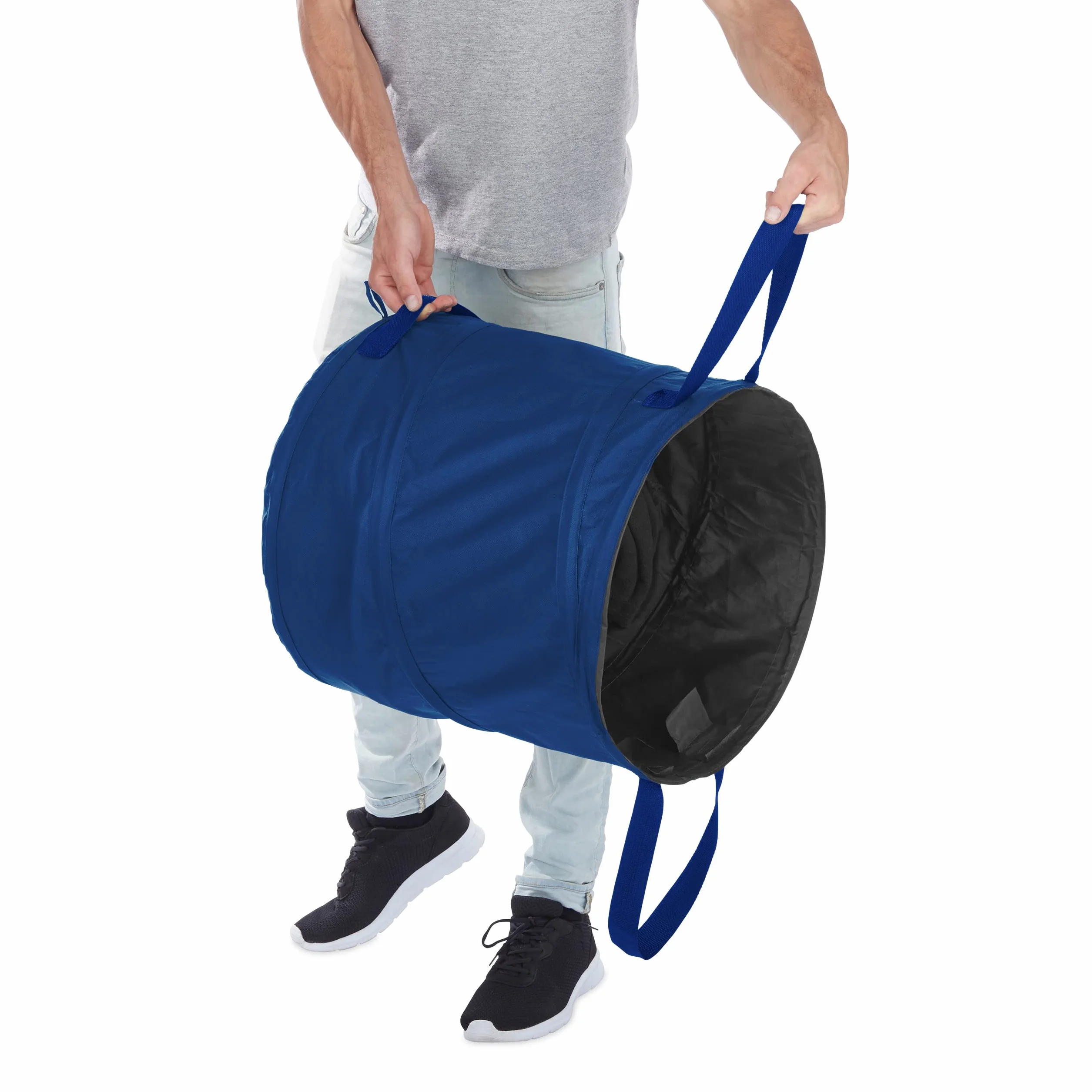 Relaxdays Sacos Hojas PopUp 120L Auto-desplegables Impermeable UV Azul Set2