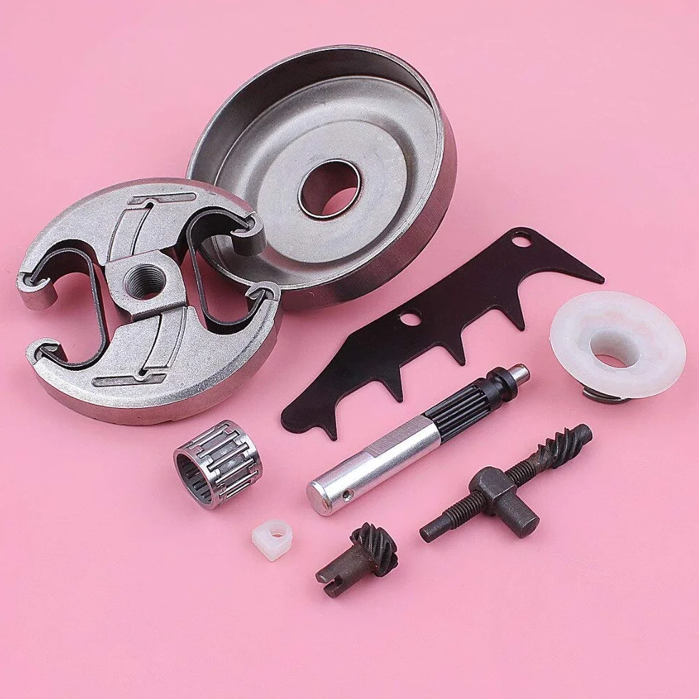 Accesorios Tambor de embrague de cadena 325 7T para compatible con Husqvarna 445 450, tensor de ajuste, bomba de aceite, engranaje helicoidal, motosierra para perros, pieza de repuesto