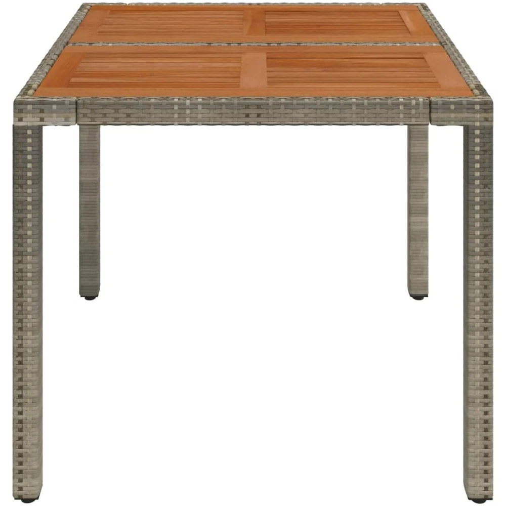 Mesa de jardín con tablero de madera gris, 90 x 90 x 75 cm, de ratán de polietileno resistente a la intemperie y acero pulverizado, altura regulable, ahorra espacio, ideal para terraza, balcón