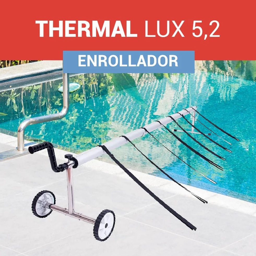 PisciHogar Enrollador Manta Térmica Thermal Lux 5.2 Cobertor Solar Piscina Ajustable 5.2m Ancho