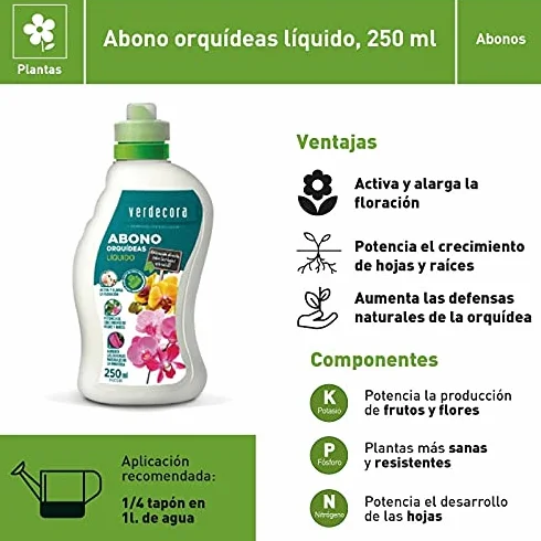 Abono liquido Orquideas 250ml Verdecora