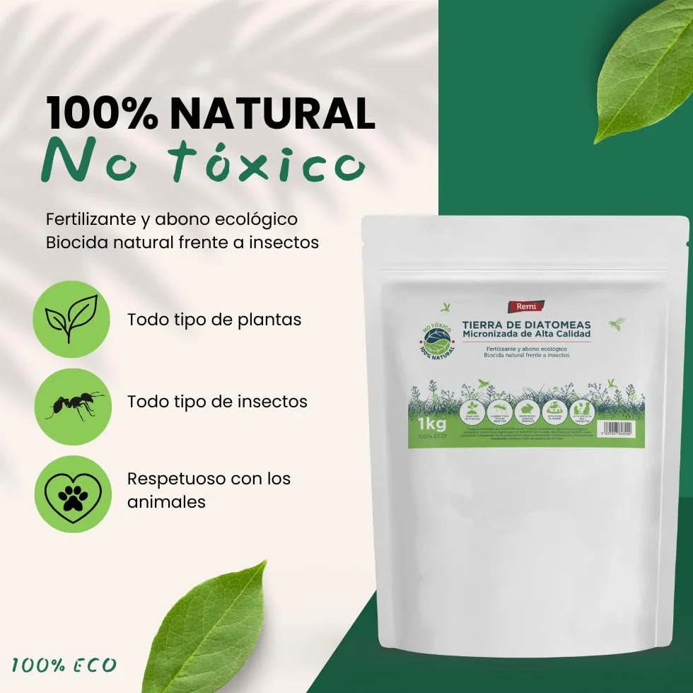 Remi Hogar Tierra de Diatomeas Micronizada 1 kg Ecológico Ultrafina para Huerto Jardín
