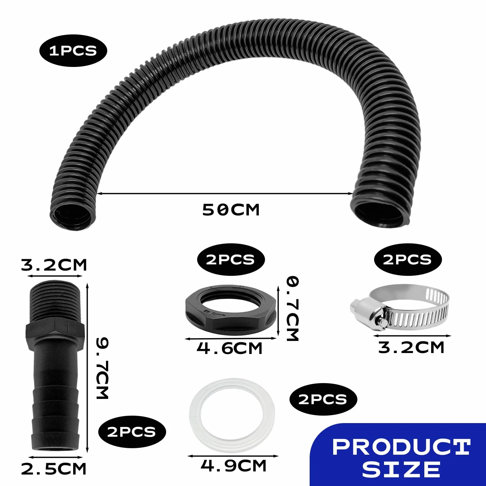 Kit de colectores para agua de lluvia, conector para bajera y cisterna con goma y junta