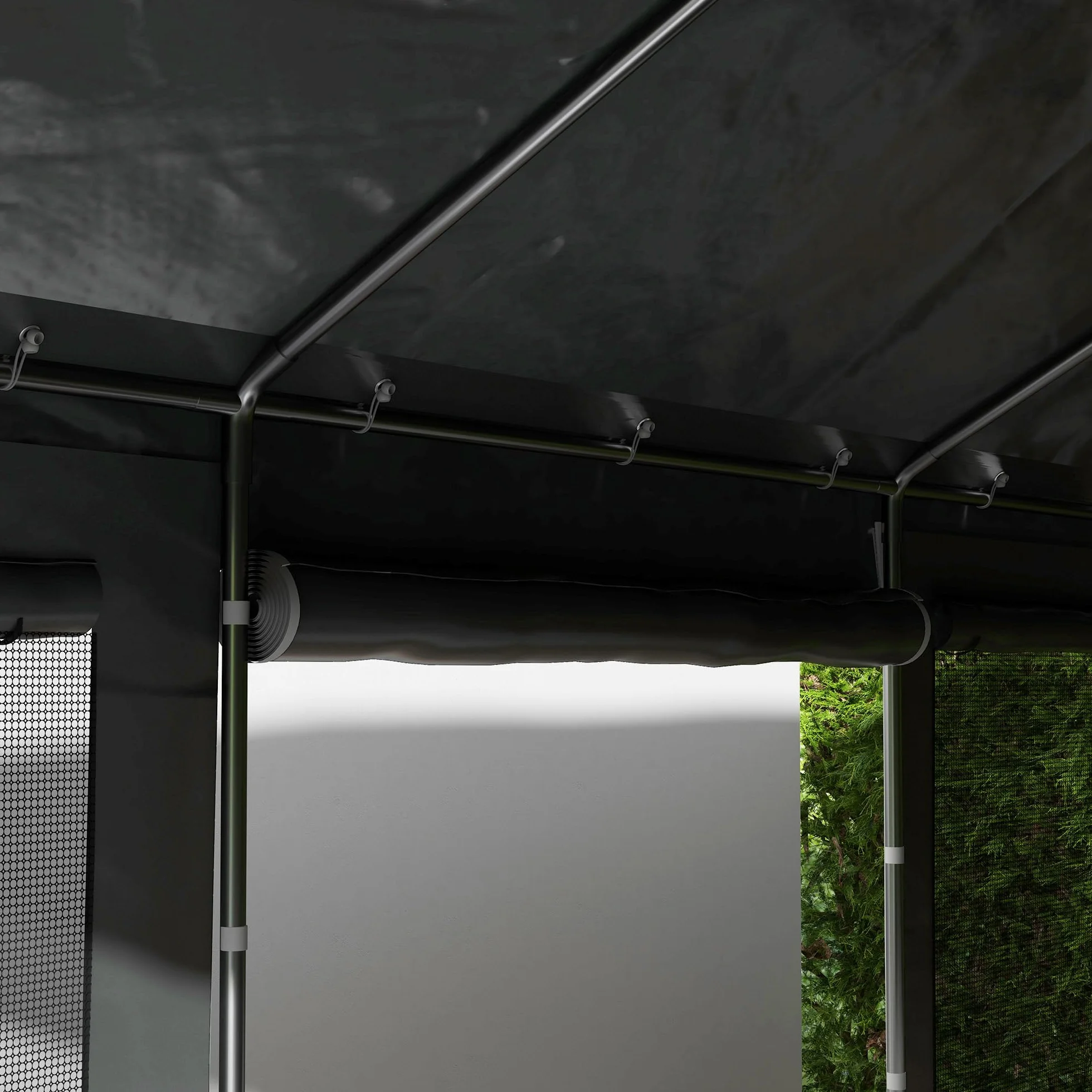 Outsunny Carport 6x3 m Garaje Regulable en Altura Toldo para Coche con Ventanas de Rejilla Acero Gris Oscuro