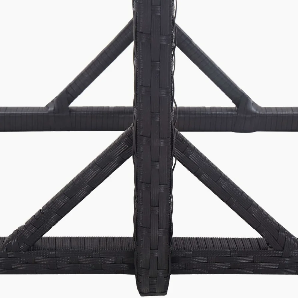 Mesa de jardín de ratán de polietileno, color negro, 110 x 53 x 72 cm, con placa de cristal, marco de acero estable, ratán sintético resistente al agua, para terraza y jardín