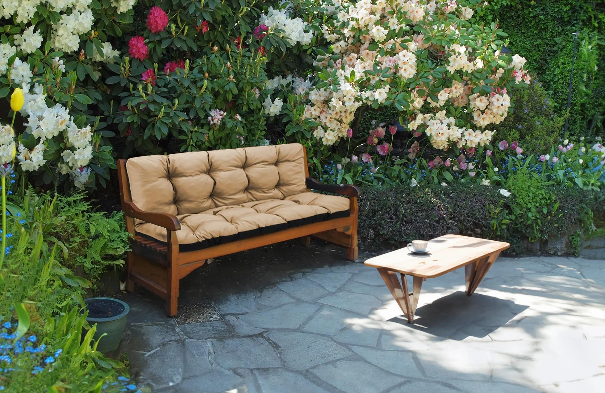 Cojín para Banco Exterior 100x50 cm Jardín Balancín Muebles - Cojín Asiento Acolchado Beige
