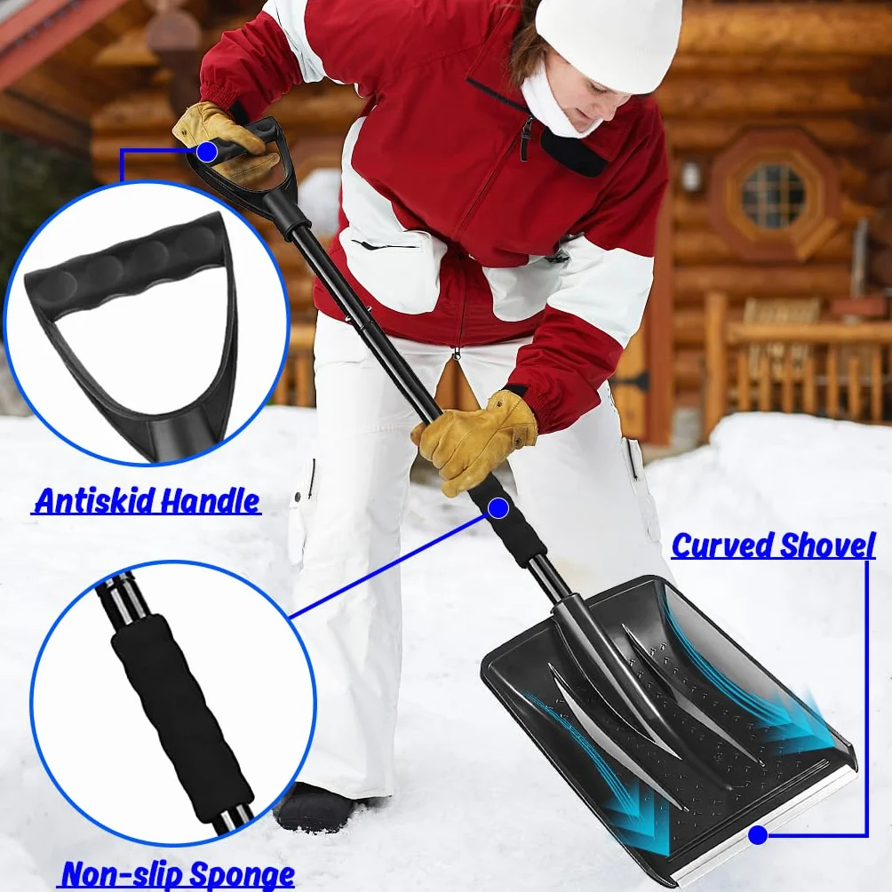 Pala Nieve 108 cm Aluminio Desmontable 4 Piezas Portátil Ajustable