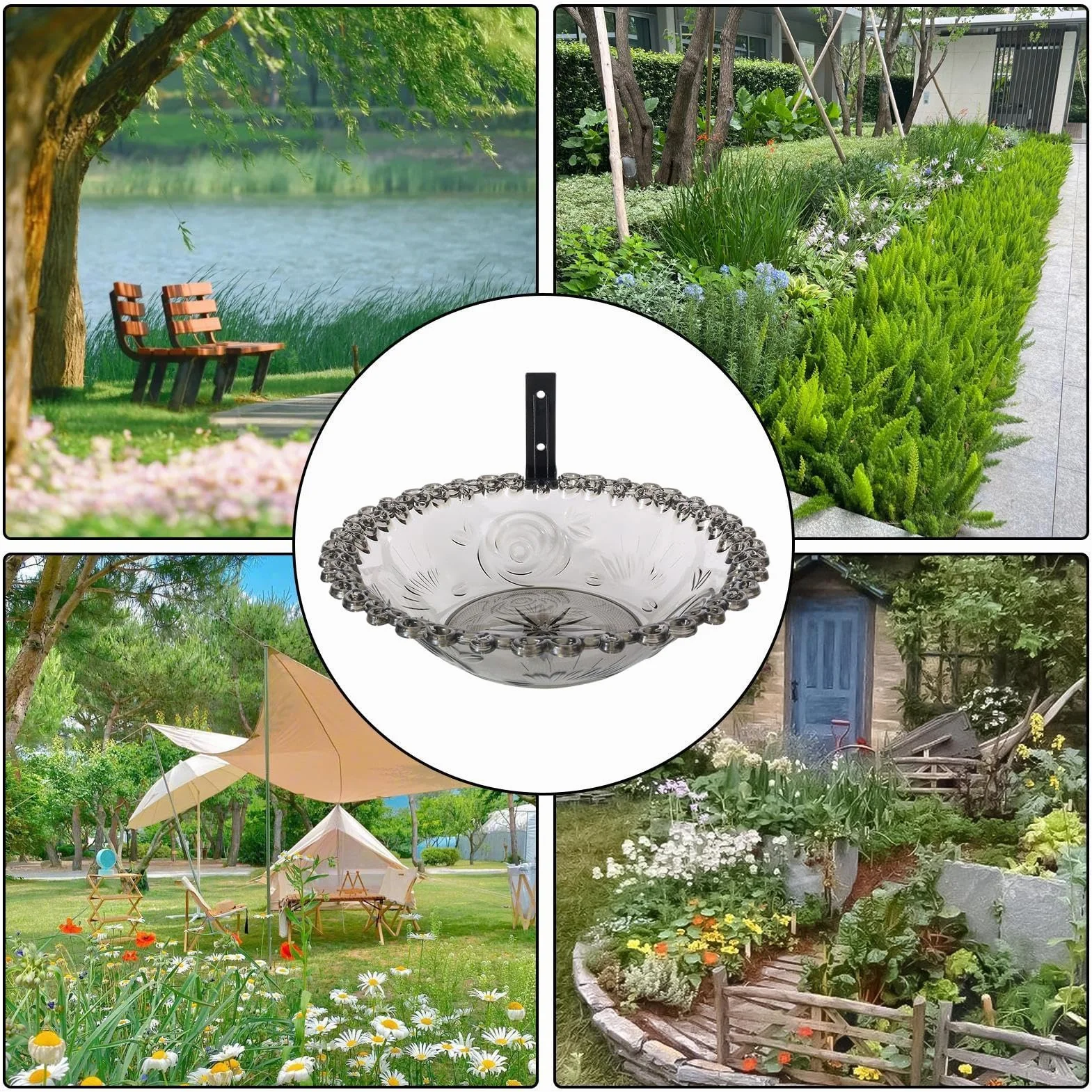Baño para pájaros de 9 Pulgadas Colgante de Agua Jardín Transparente