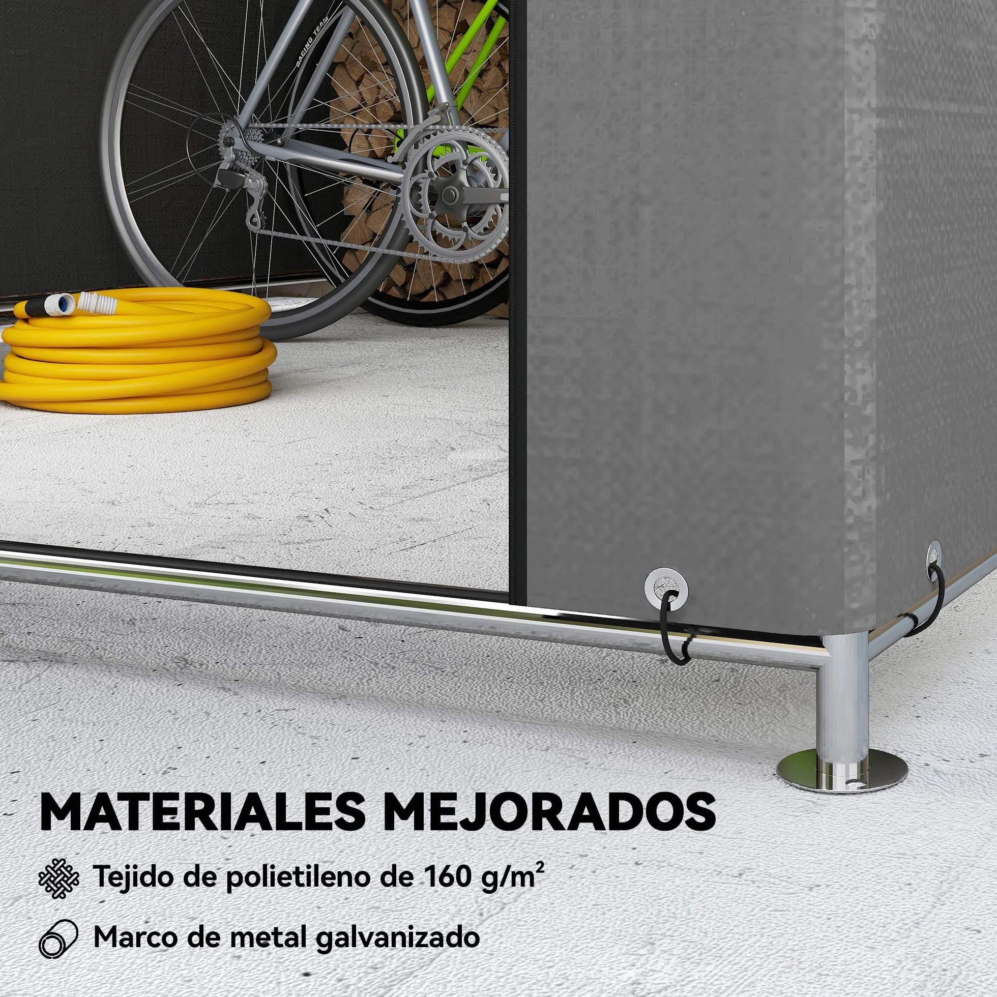 Outsunny Carpa de Jardín Exterior 2,4x2x2 m Cobertizo Metal Galvanizado Impermeable UV30+ Gris