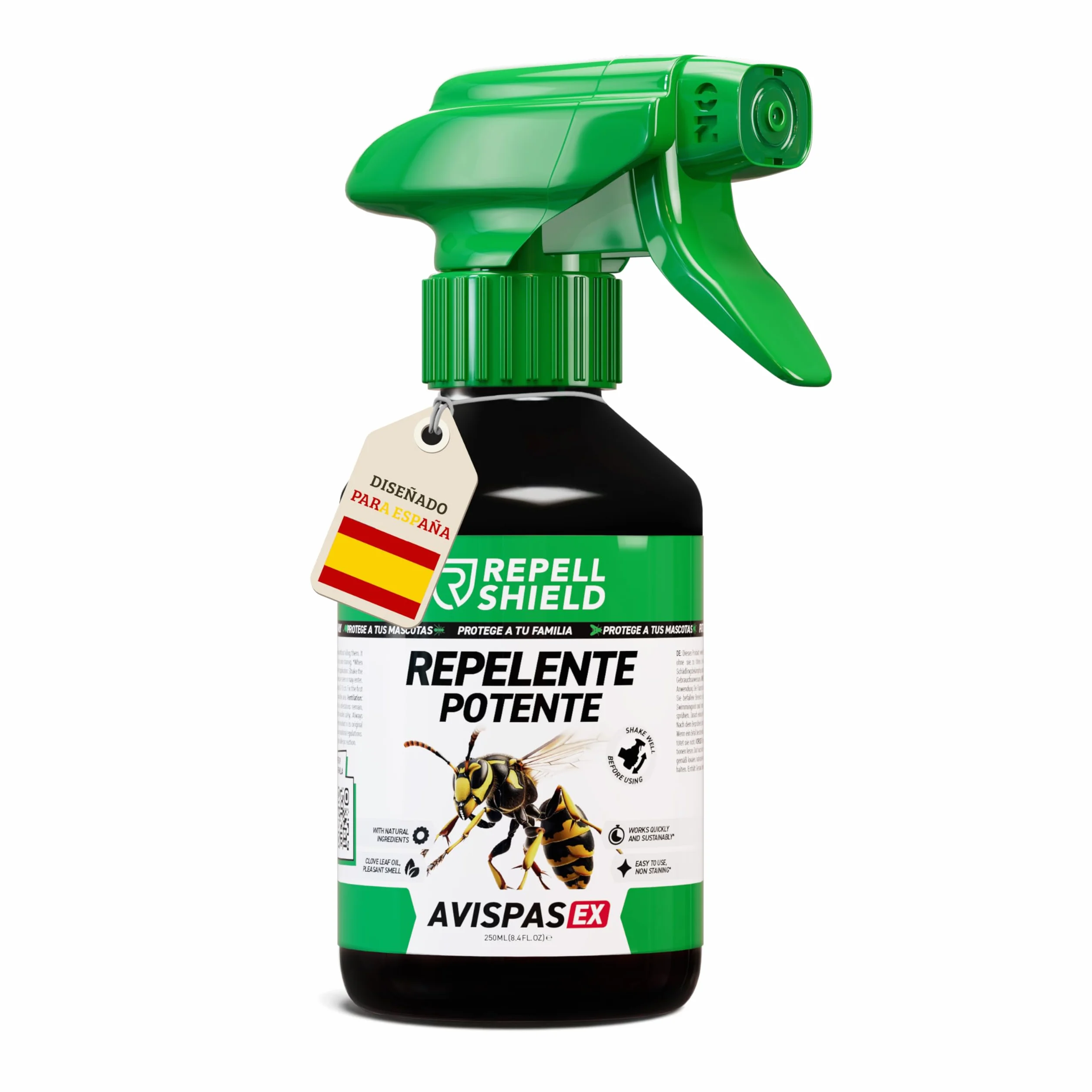 RepellShield® Spray Antiavispas 250 ml Citronela Geraniol Seguro Niños Mascotas Plantas