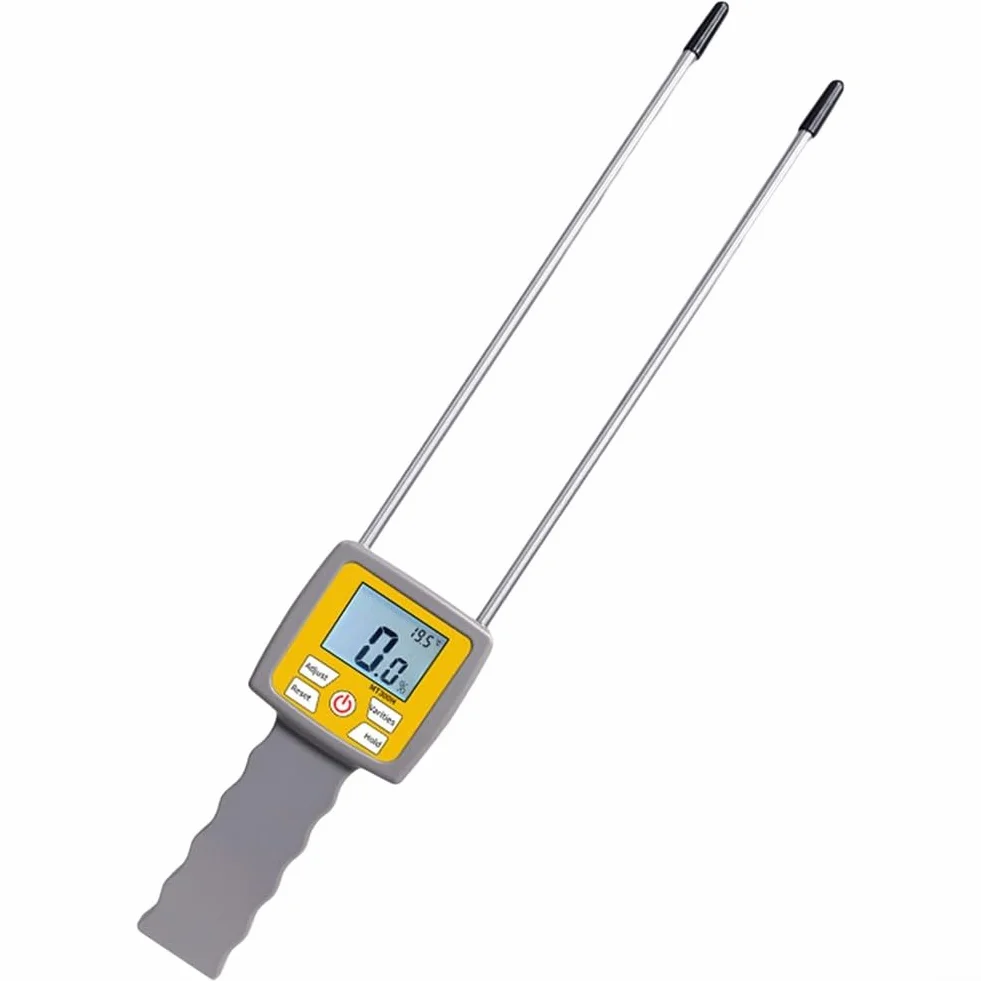 Medidor de humedad digital con sondas duales, rango de -80% para salvado de paja de heno de hierba, analizador portátil de forraje y probador de humedad del suelo, pantalla LCD retroiluminada
