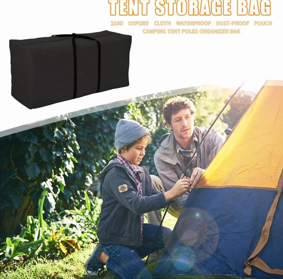 Bolsa de Almacenamiento para Cojines Jardín Impermeable 173x76x51cm Negro Tejido Oxford Resistente UV
