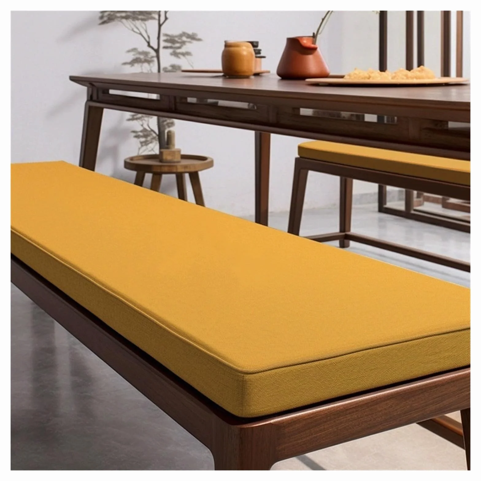 Cojín para Banco Exterior 190x40x5cm Grueso Cojín de Jardín Terraza Balcón Amarillo