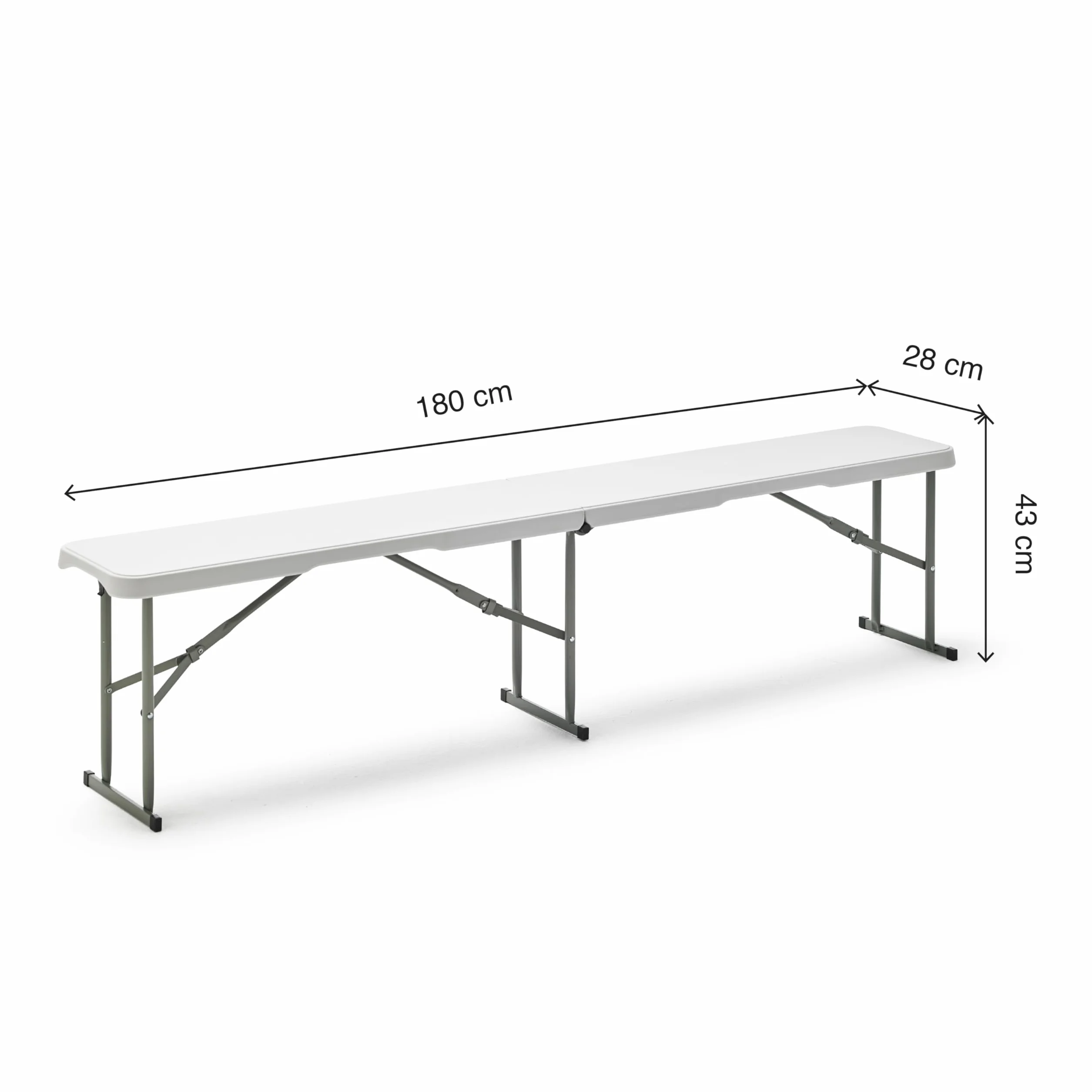 KG KITGARDEN Banco Plegable Portátil Multifuncional 180x28x43cm Blanco