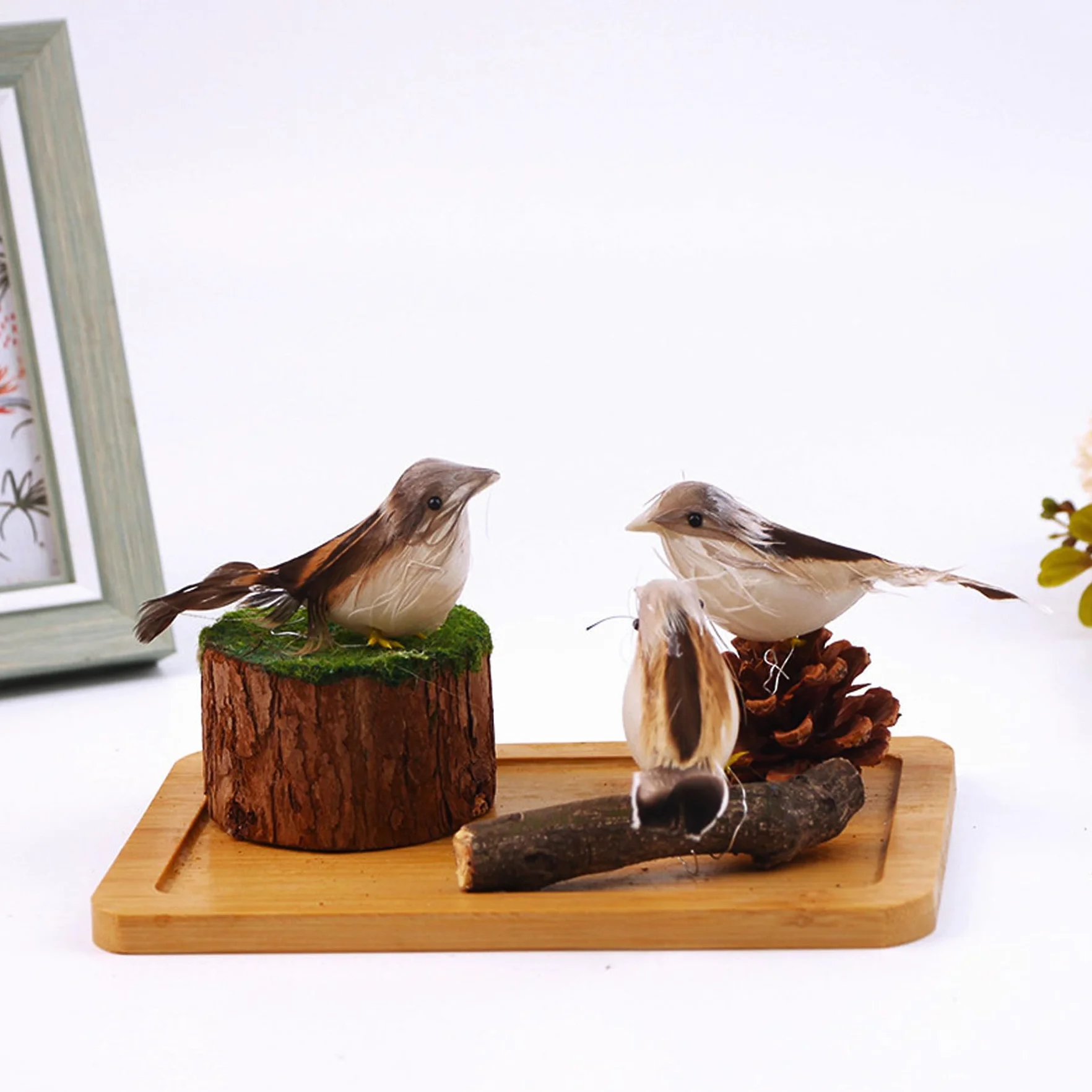 Pájaros de Imitación con Plumas, 12 Pz, Pájaro Artificial Decorativo Jardin