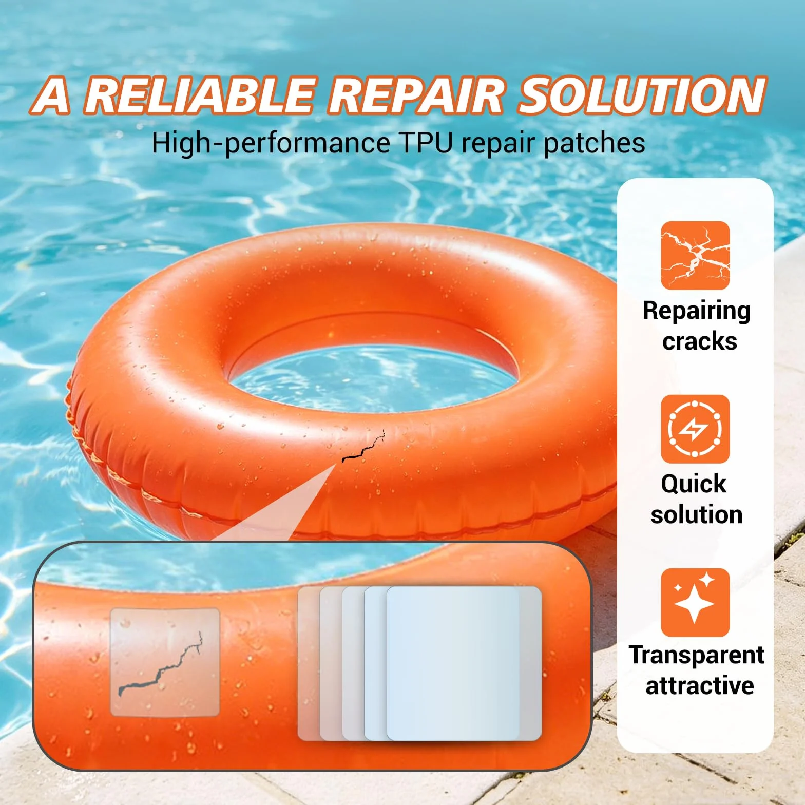 Parches para Piscina 10 Piezas 7x7cm Cinta Adhesiva Repair Patch