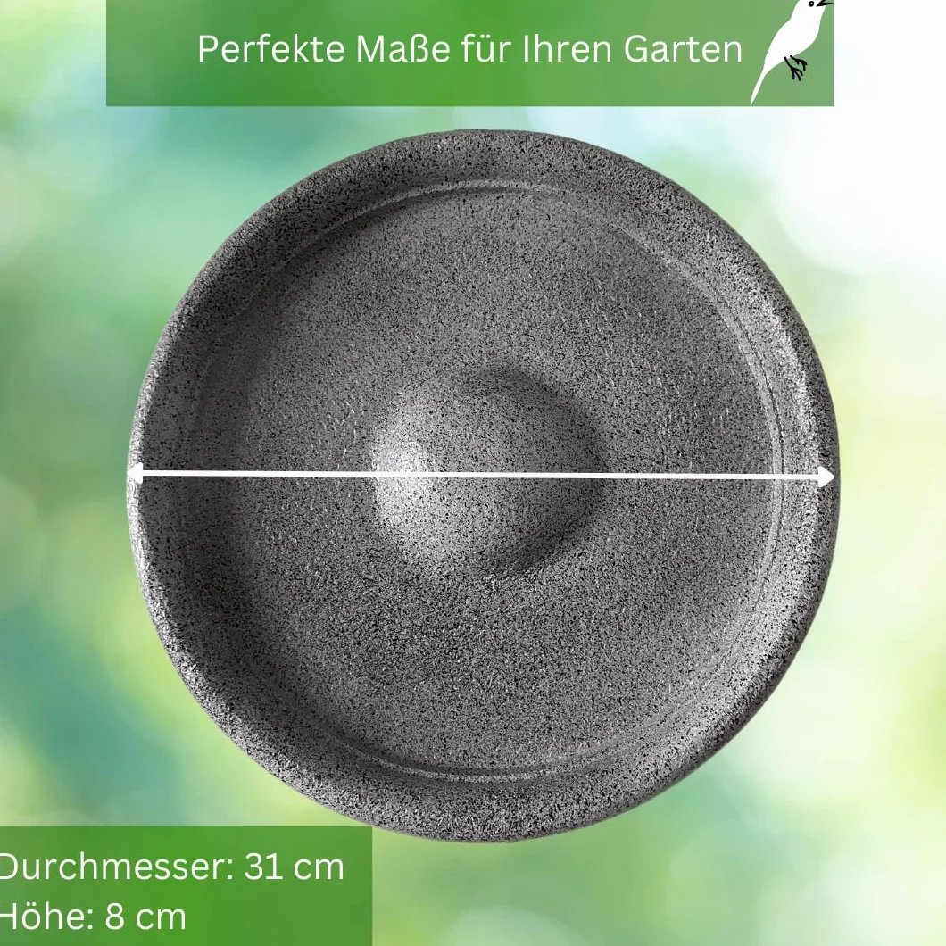 Bebedero para pájaros macizo resistente a la intemperie baño de piedra artificial