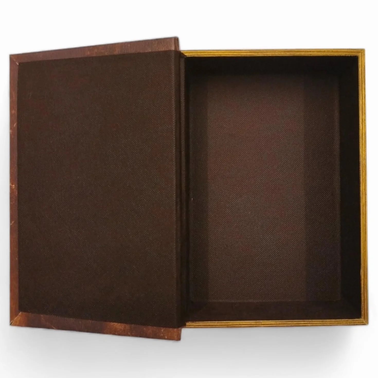 Caja de almacenamiento grande marrón oro para libros y joyas con tapa