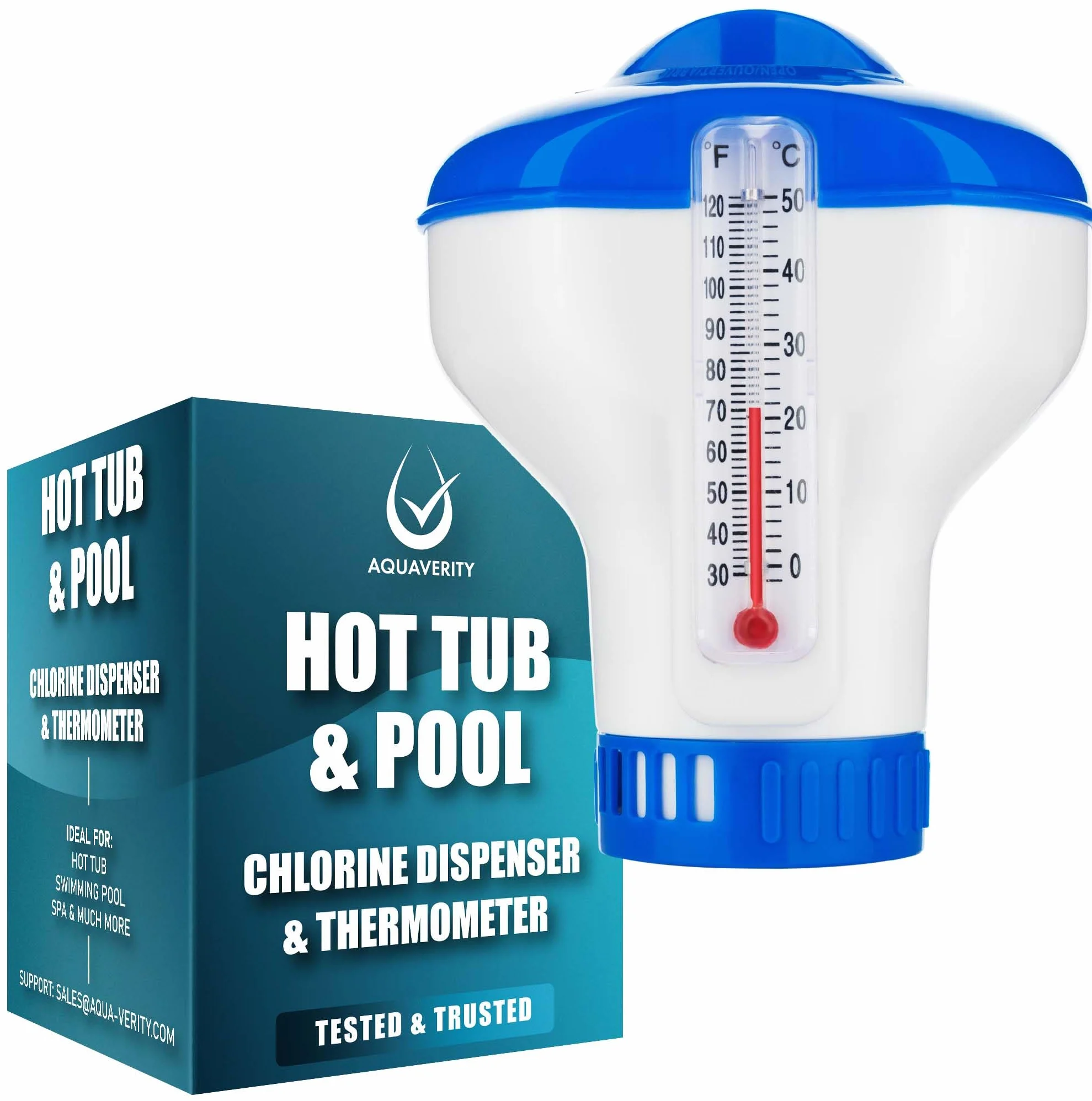 Dispensador de Cloro Flotante con Termómetro Integrado para Piscinas, Jacuzzis y Spas