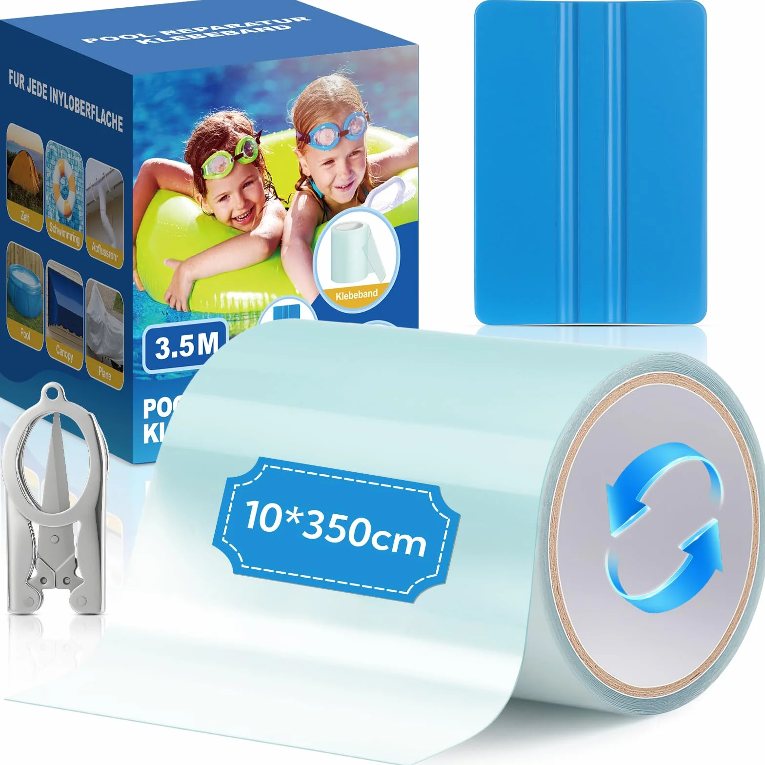 Parches Piscina 10cmx350cm PVC Transparente para Liner