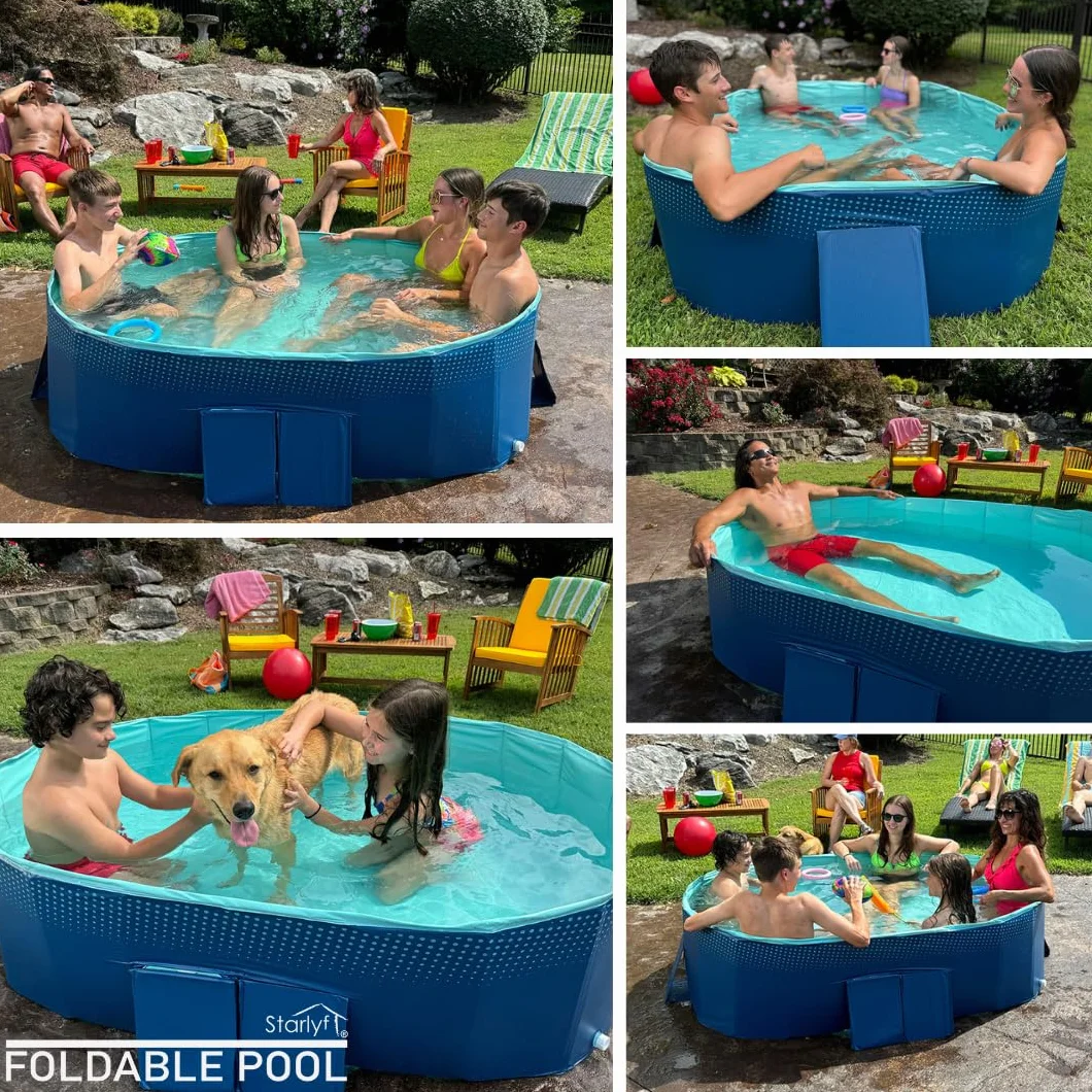 Piscina Plegable 180x110x50cm para Niños y Adultos Portátil Desmontable