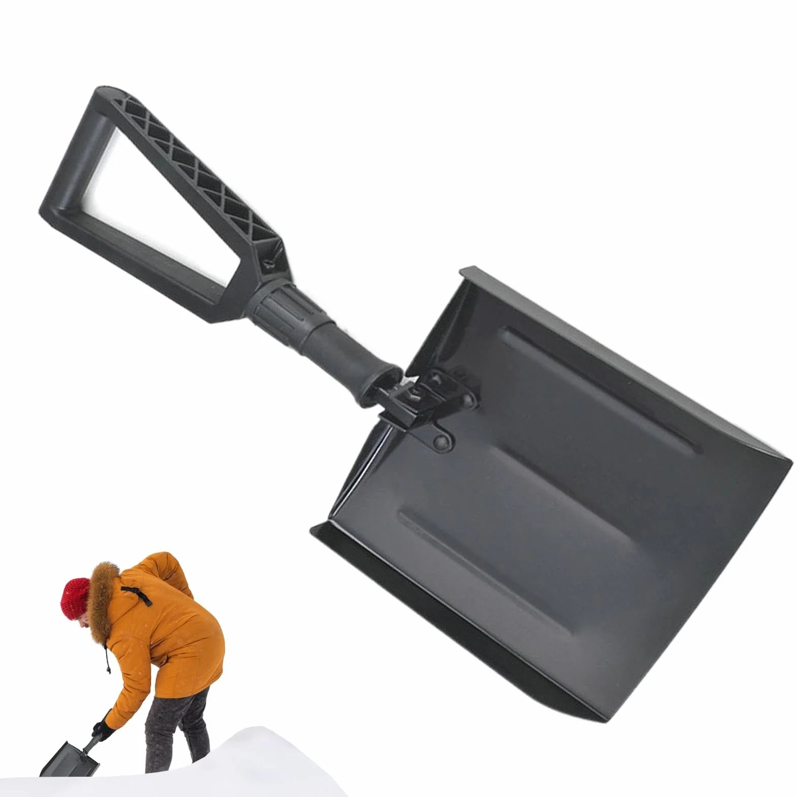Pala de nieve plegable de aluminio ergonómica telescópica ligera