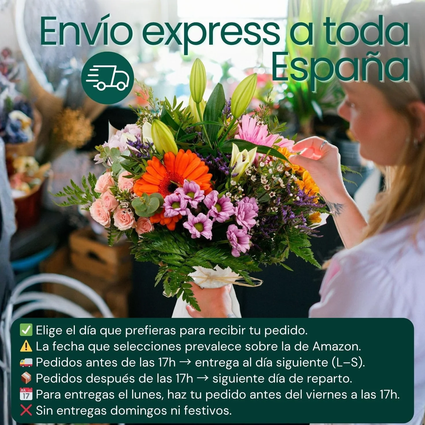 Ramo de Flores Naturales con Dedicatoria - Flores Frescas para el Día de la Madre