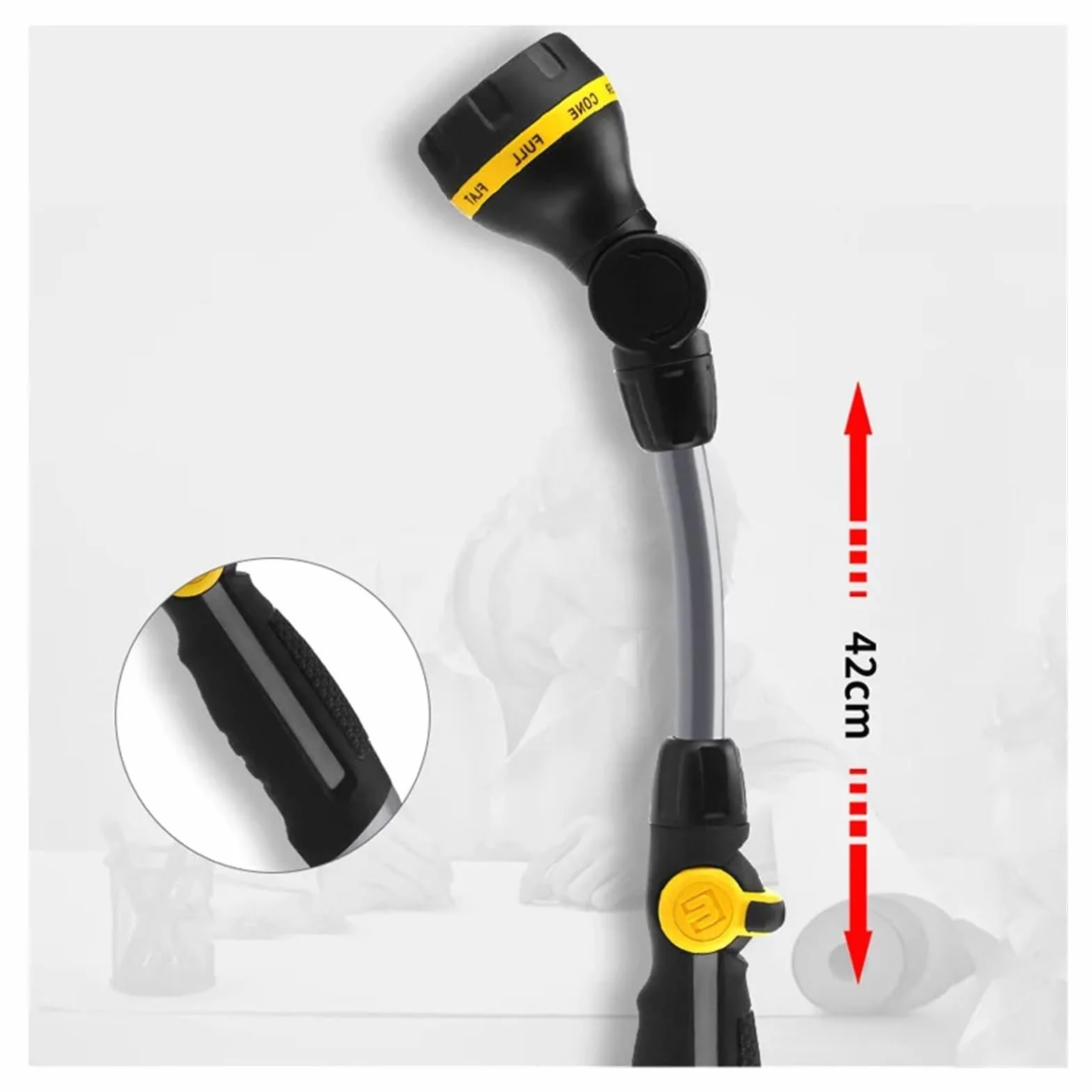 Pistola pulverizadora con manguera Boquilla, Agua de jardín alta presión 180 grados ajustable 8 modos pulverización variables ABS lavado autos(Water Kits)