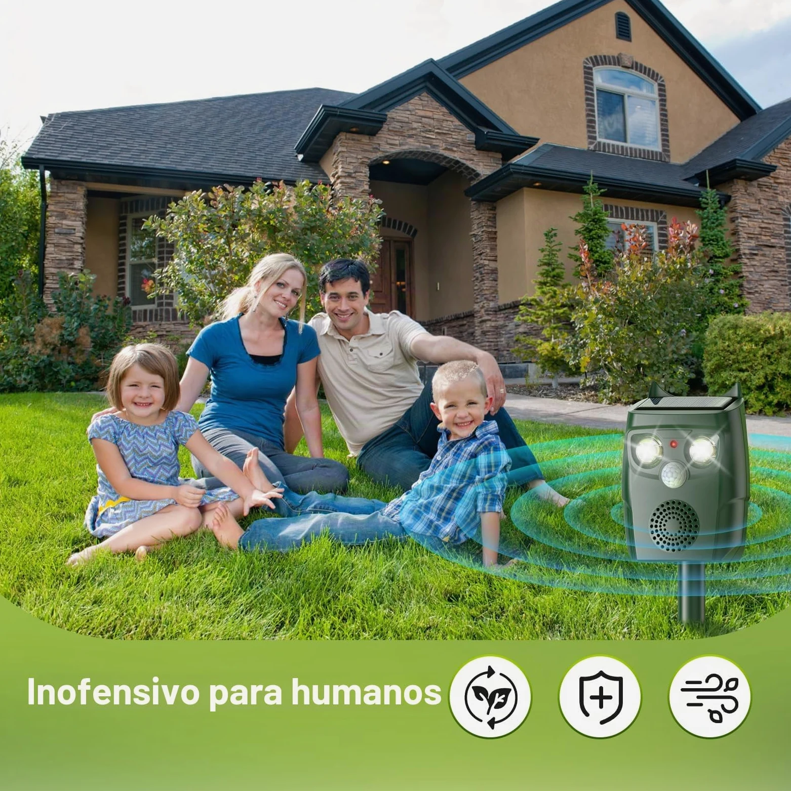 Repelente Gatos para jardín, Ahuyentador Gatos Ultrasónico con Detector de Movimiento, 3 Modos Ultrasónicos y Flash Pueden automáticamente Ahuyentador De Pajaros, Resistente a la Intemperie, Solar