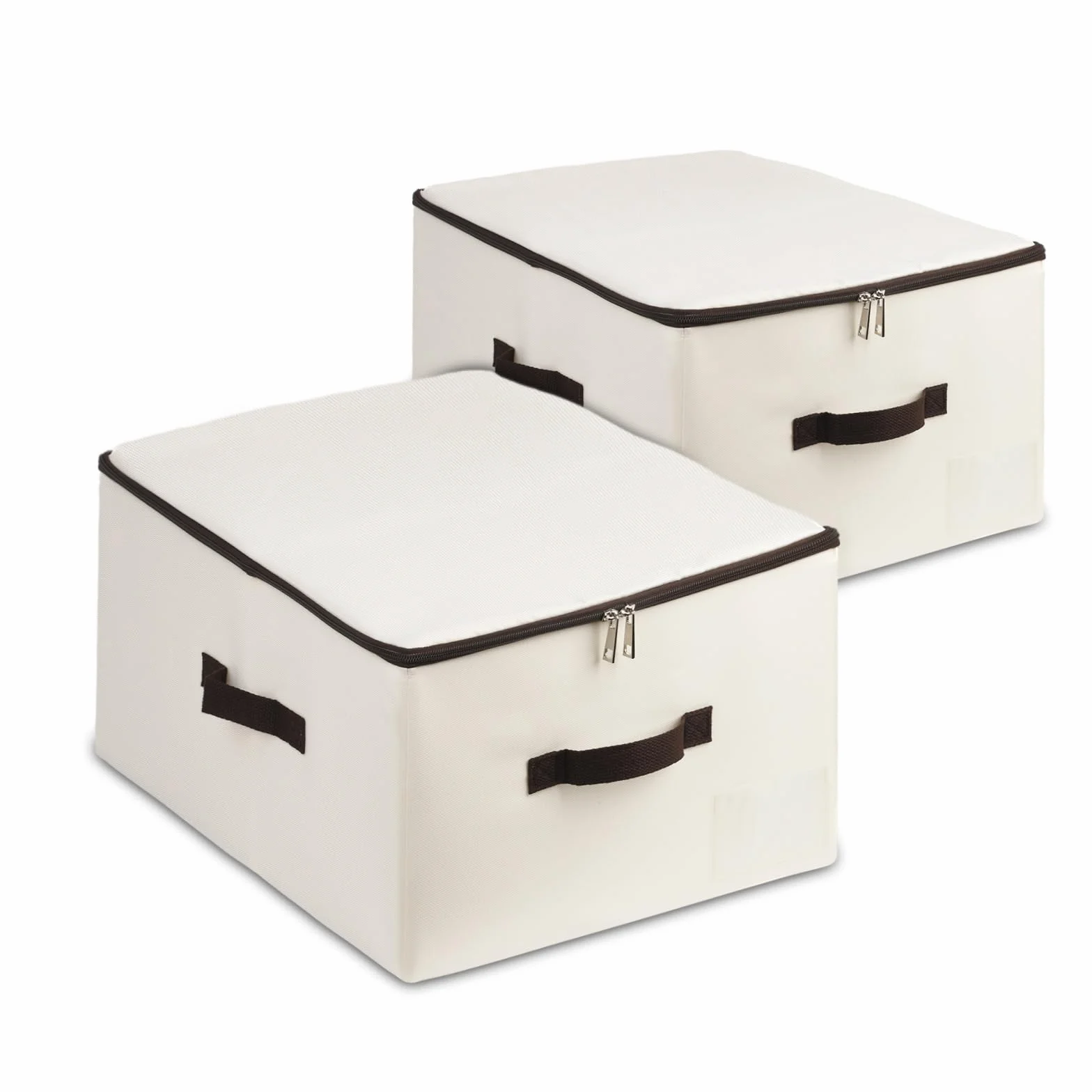 iwill CREATE PRO Cajas de almacenamiento plegables con tapa y asa, 2 unidades, beige