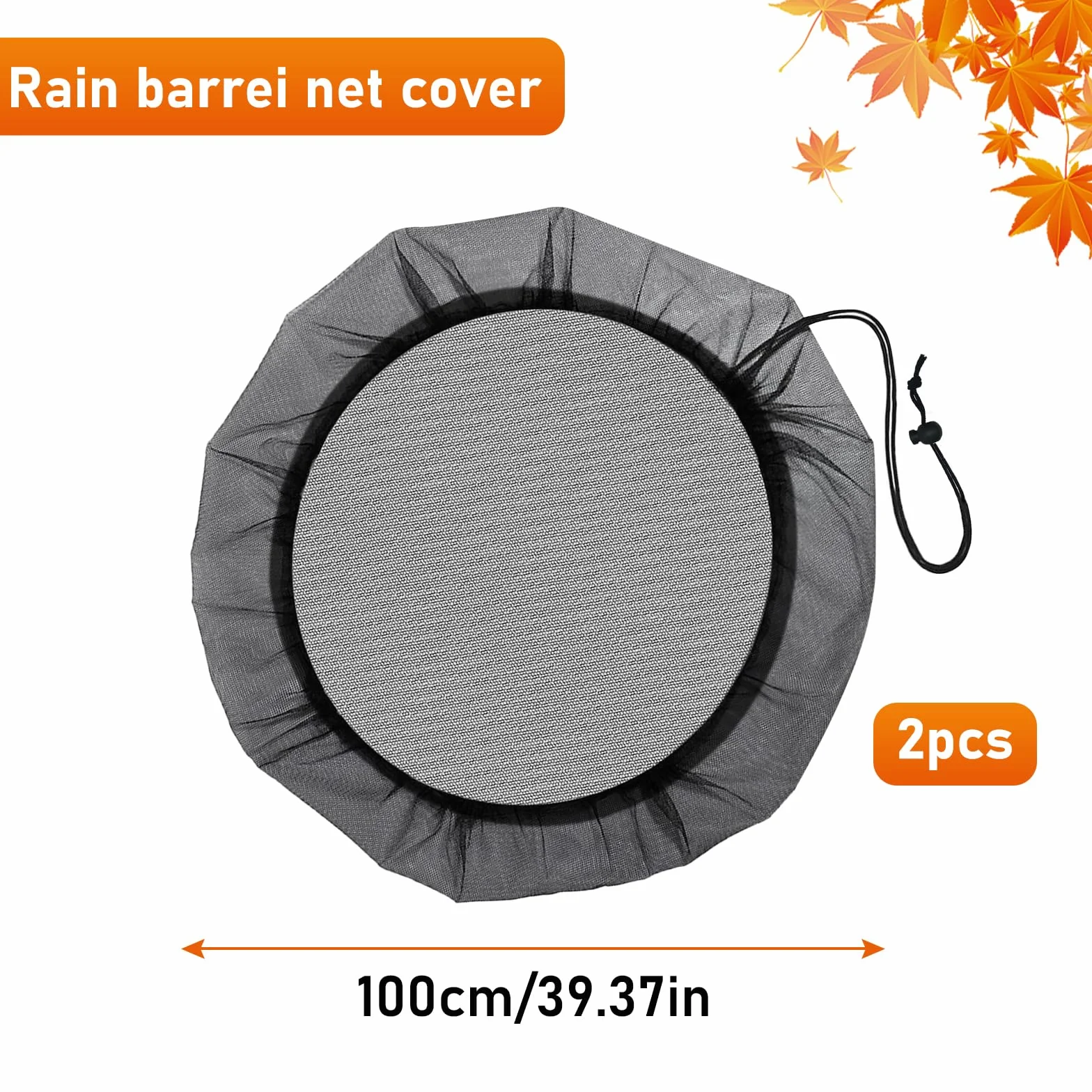 Red para Depósito de Agua de Lluvia 100 cm Cubierta Antiinsecto con Cuerda de Tracción 2 Piezas