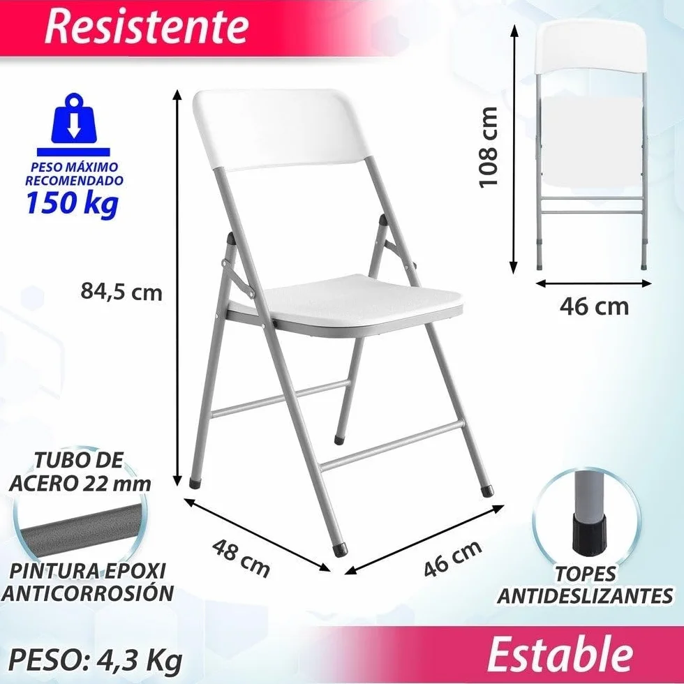 LOLAhome Conjunto Mesa 180 cm y 6 Sillas Plegable, de Acero Anticorrosión y HDPE | Resistente, fácil Transporte, fácil Montaje | Ideal Acampadas, Picnic, Catering, Jardín, Terraza